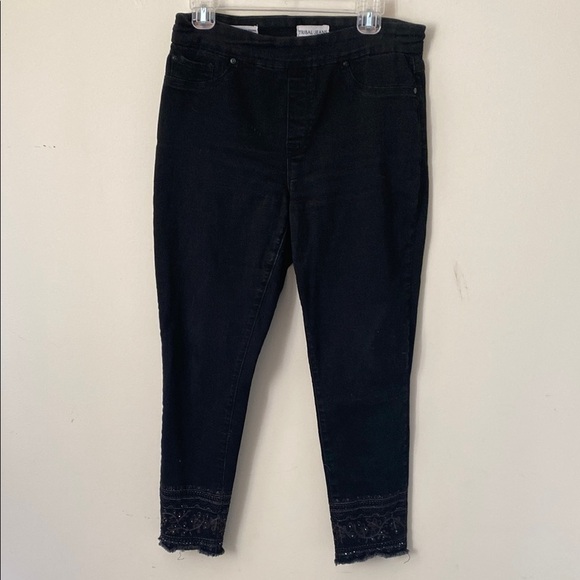 Tribal Black Ankle Cropped Jeans with Tapered Leg - Picture 1 of 7